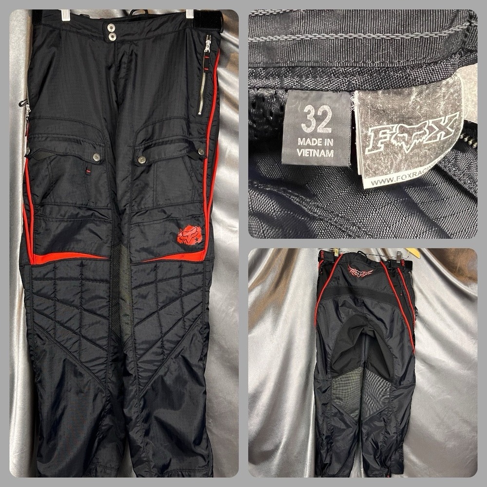 Y2K‎ FOX Racing HART Motocross Pants Size 32 Dirt Bike ATV Black Red MX ATV Gear